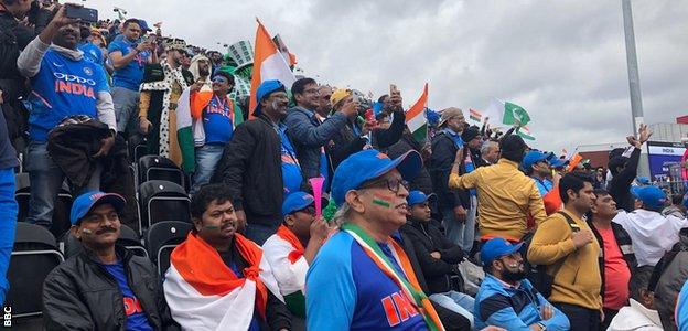 India fans inside the ground at Old Trafford