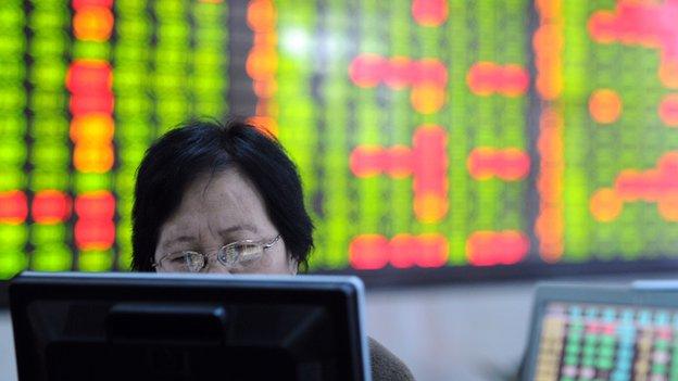 China stocks green for down