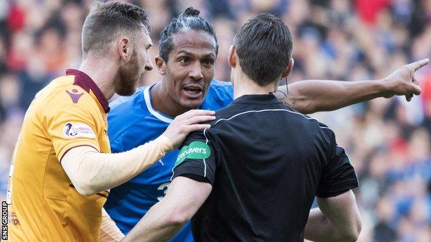 Bruno Alves makes his point to referee Steven McLean