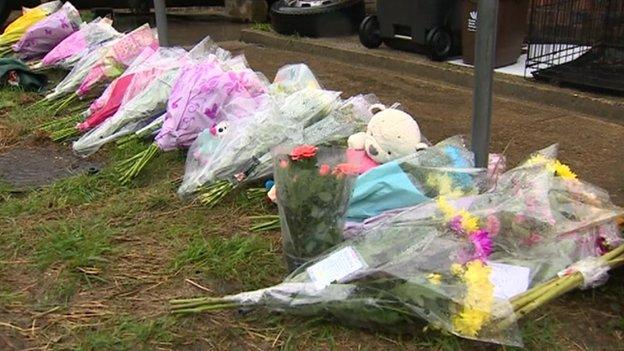 Floral tributes outside the home