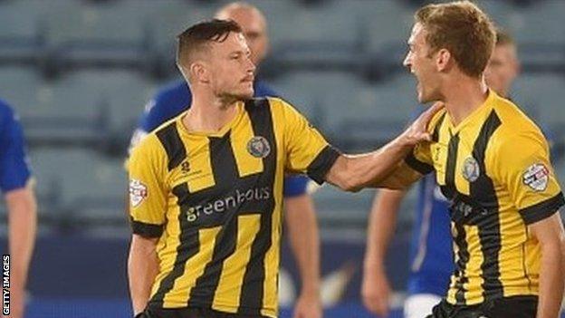 Andy Mangan injured himself scoring Shrewsbury's winner in last season's League Cup win at Leicester