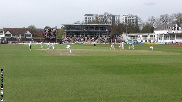 Alastair Cook played some belligerent shots against Moeen Ali when the England off-spinner entered the attack at New Road