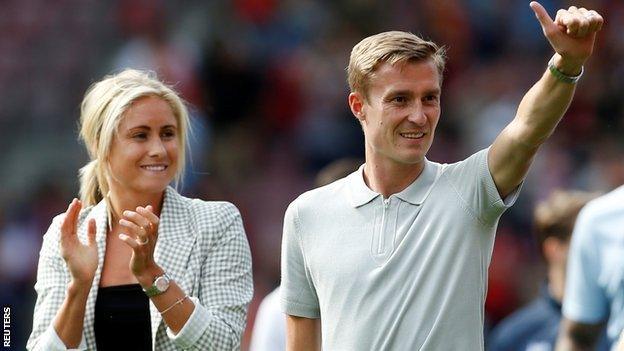 England Women's captain Steph Houghton and Stephen Darby