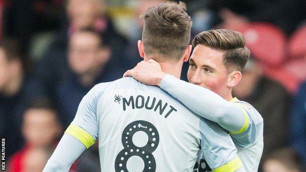 Harry Wilson (right) is congratulated after his first-half goal against Brentford