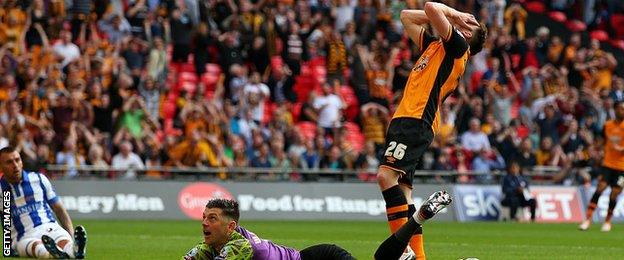 Andrew Robertson after missing a glorious chance to give Hull City the lead against Sheffield Wednesday