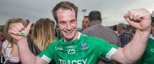 Ruairi Corrigan celebrates after Fermanagh's win over Westmeath last weekend