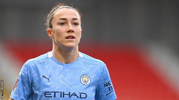 Lucy Bronze playing for Manchester City in the Women's Super League