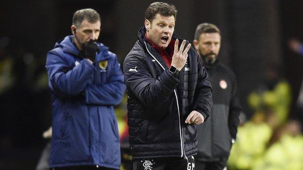 Rangers caretaker manager Graeme Murty and Aberdeen manager Derek McInnes