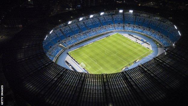 Stadio San Paolo lit up