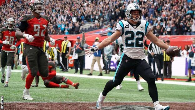 Christian McCaffrey scores his second touchdown against Tampa Bay