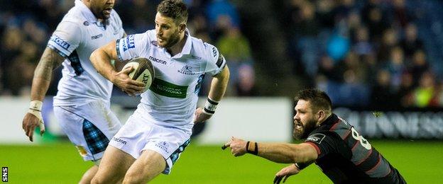 Tommy Seymour in action for Glasgow agains Edinburgh