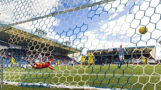 Michael O'Halloran scores past Kilmarnock keeper Jamie MacDonald