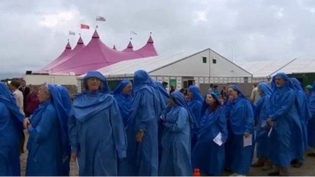 Bards wearing Eisteddfod robes