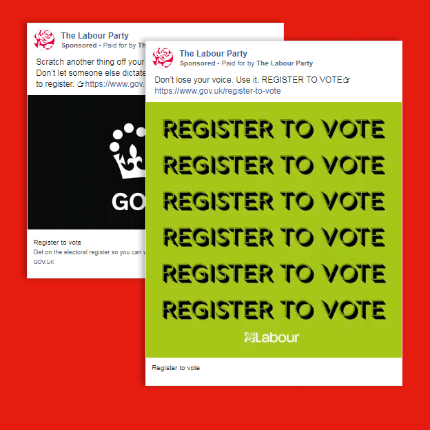 Two ads by the Labour Party