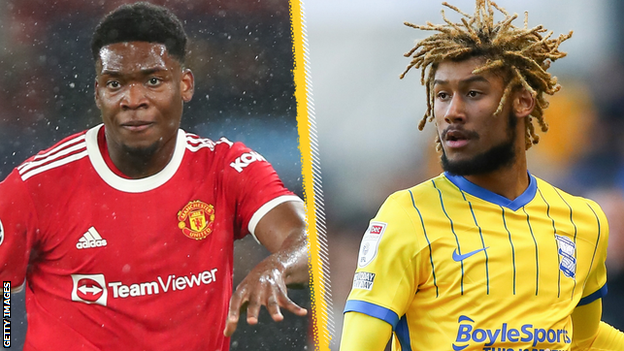 Teden Mengi (left) has joined Birmingham City on loan from Manchester United after Wolves recalled Dion Sanderson (right) from his Blues stint