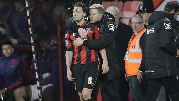 Harry Arter with Bournemouth manager Eddie Howe