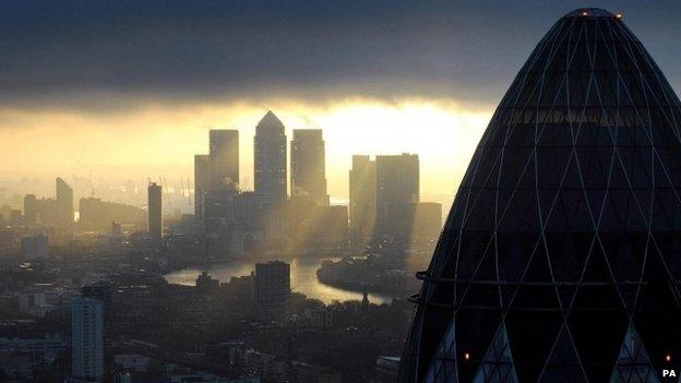 Aerial shot of the City of London