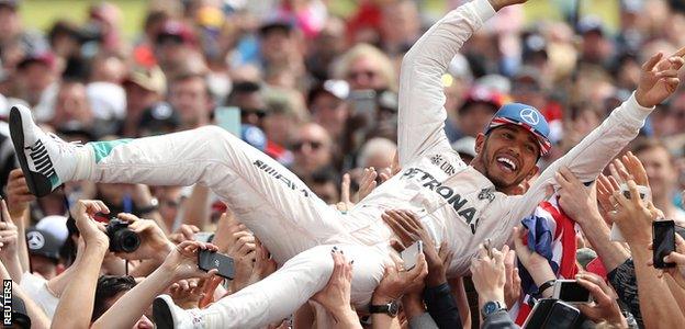 Lewis Hamilton after winning the 2016 British Grand Prix