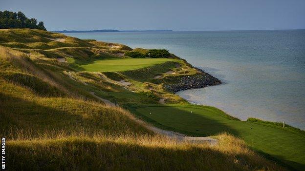 View of the seventh hole at Whistling Straits in Wisconsin