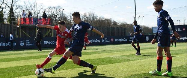 The under-14 boys final, between Haverhill and Sandwell, was the first of the day