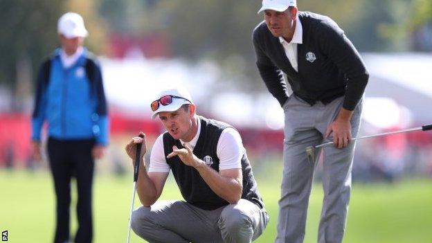 Justin Rose and Henrik Stenson practising on Thursday