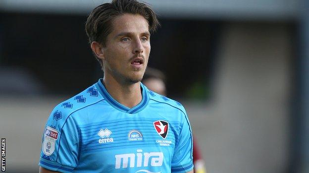 Tom Nichols in action for Cheltenham Town