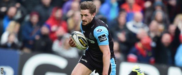 Henry Pyrgos touches down in the Pro12 final for Glasgow Warriors