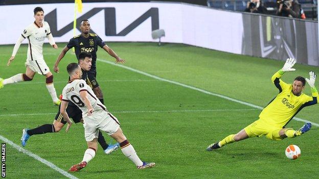 Edin Dzeko scores for Roma against Ajax