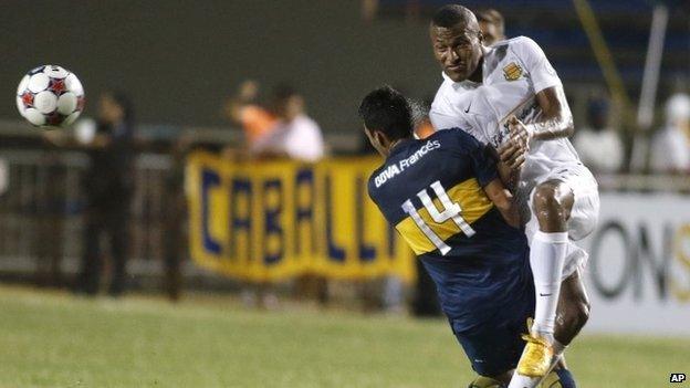 Fort Lauderdale Strikers (white) in friendly action v Boca Juniors this summer