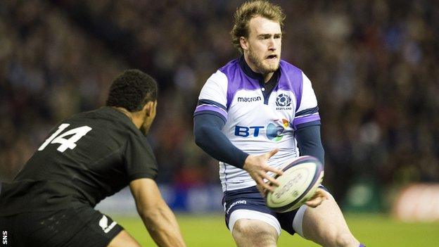 Stuart Hogg in action for Scotland against New Zealand