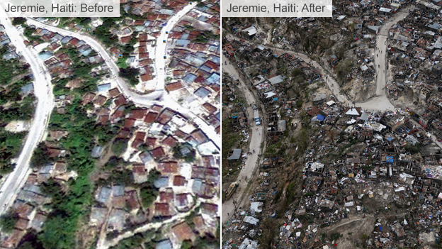 Damage caused by Hurricane Matthew in Jeremie, Haiti