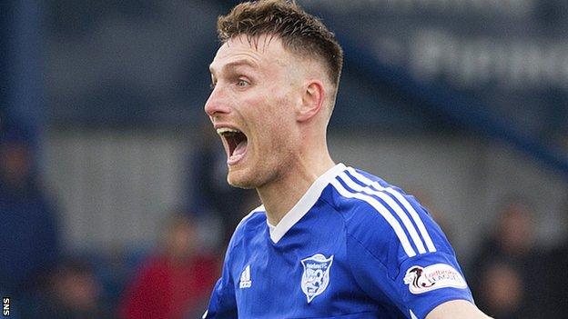 Rory McAllister celebrates scoring for Peterhead