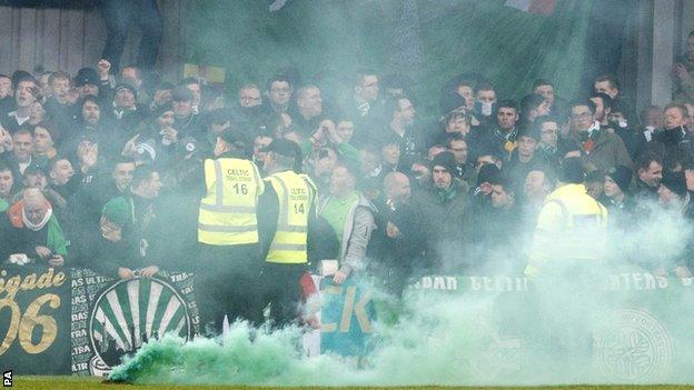 Smoke bombs are thrown at Stair Park