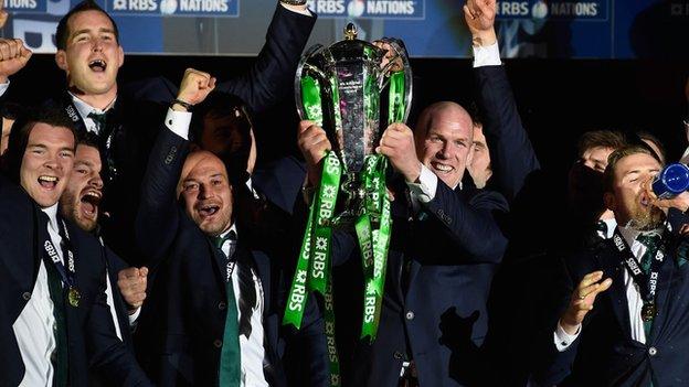 Ireland celebrate winning the Six Nations