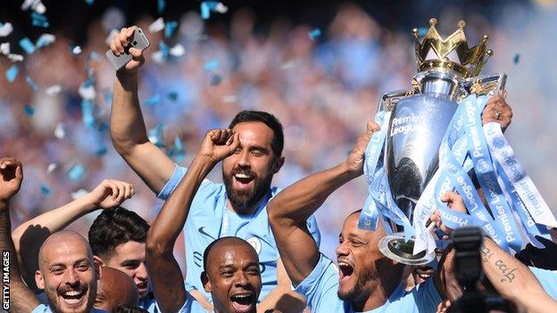 Manchester City won the 2017-18 title with a record 100 points