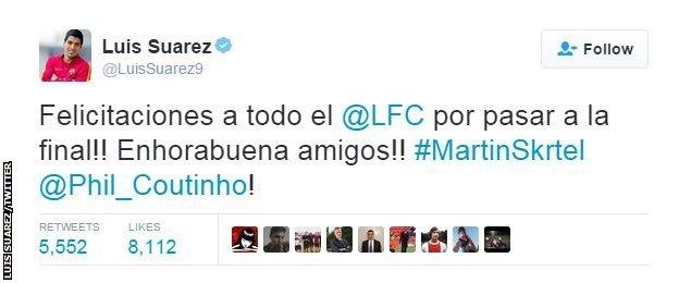 Luis Suarez on Twitter