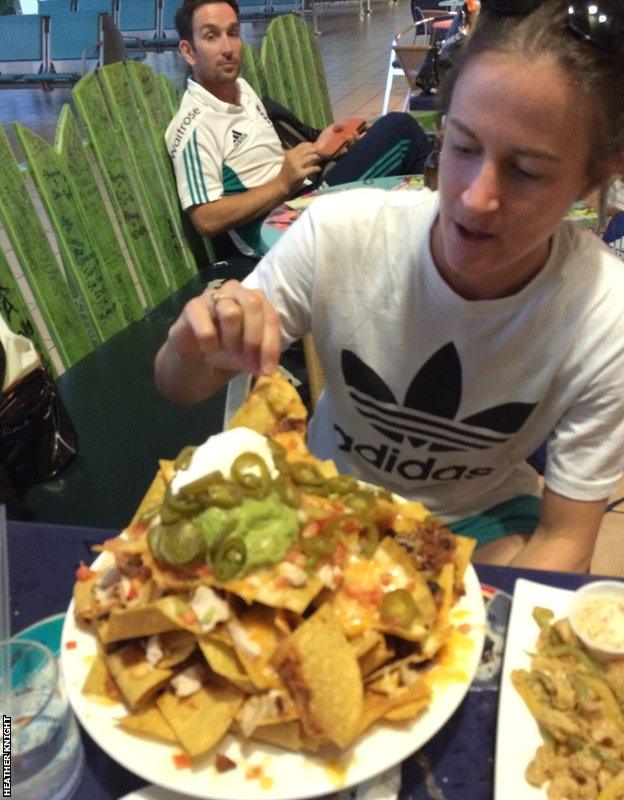 Lydia Greenway is confronted by a huge plate of nachos