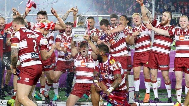 Wigan celebrate their Grand Final win