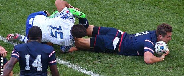 Chris Wyles scores for USA v Samoa