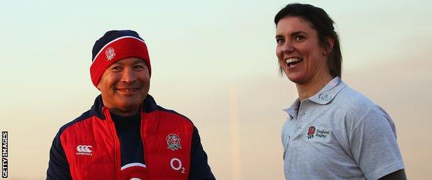 Sarah Hunter (right) with Eddie Jones