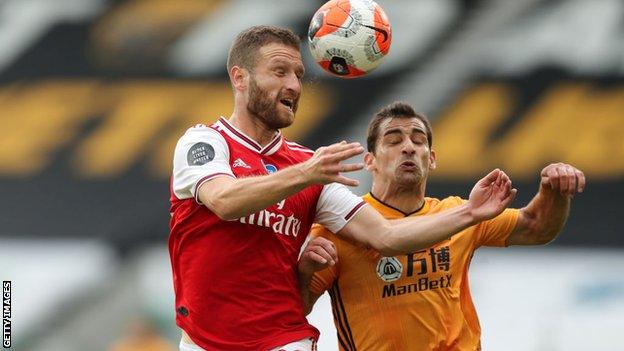 Shkodran Mustafi heads away under pressure