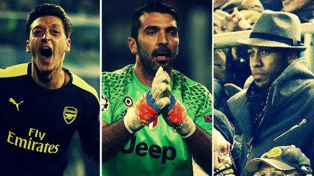 Mesut Ozil, Gianluigi Buffon and Pierre-Emerick Aubameyang