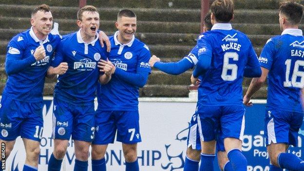 James Maxwell celebrates his fine first-half strike for Queen of the South