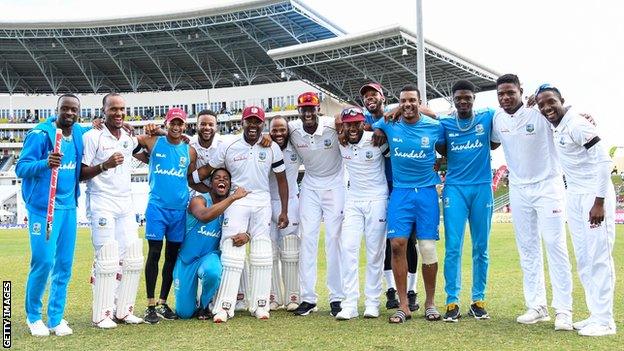 West Indies celebrate their series win