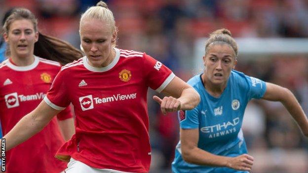 Maria Thorisdottir and Filippa Angeldahl play for Manchester United and Manchester City