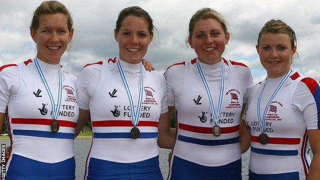 Emily Taylor and GB under-23 rowing team