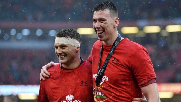 Wales' Dan Biggar and Adam Beard