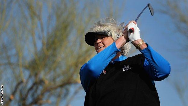 Laura Davies playing a shot