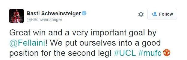 Bastian Schweinsteiger on Twitter