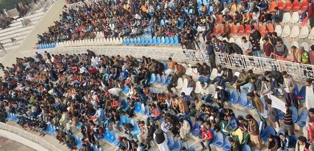 Fans inside the Rawalpindi Cricket Stadium